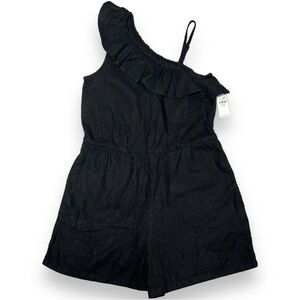 Old Navy Girl’s Linen-Blend Ruffled One Shoulder Romper Black Size XL 14-16 Plus